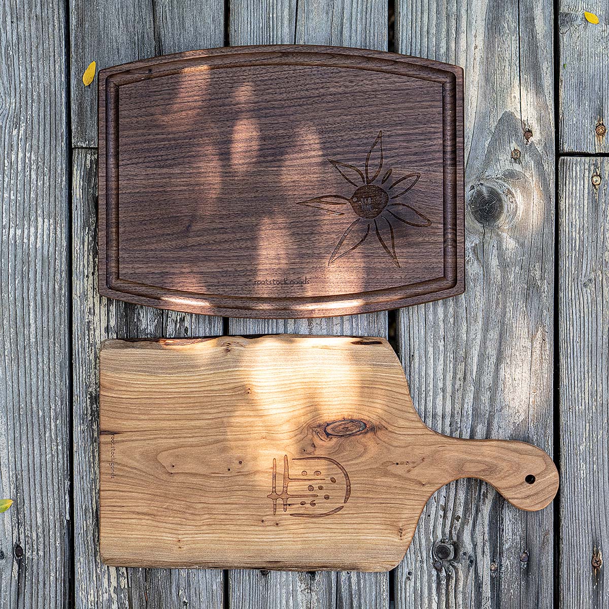 live edge artisan wood serving board~ spring glyph