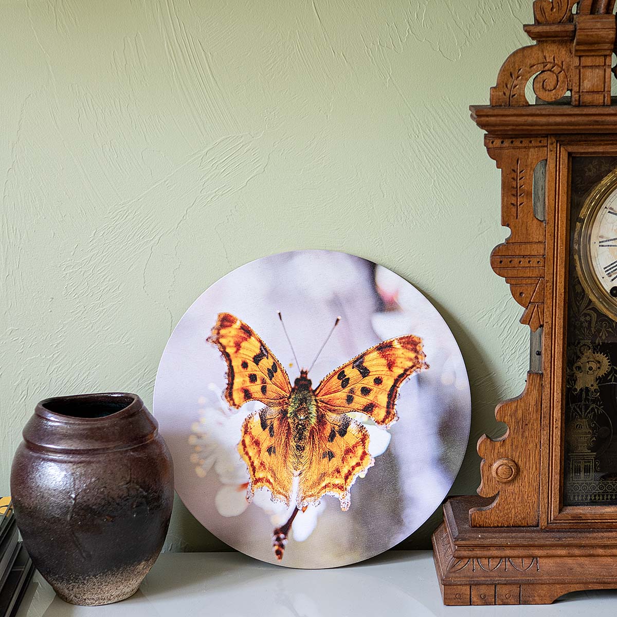 grained by season~ spring butterfly wood sign 12" (round)
