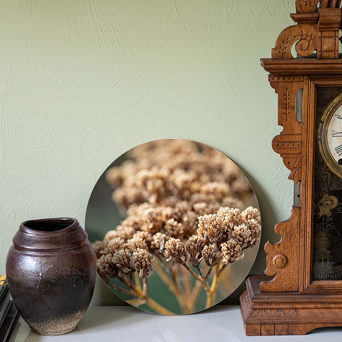 grained by season~ summer sedum wood sign 12" (round)