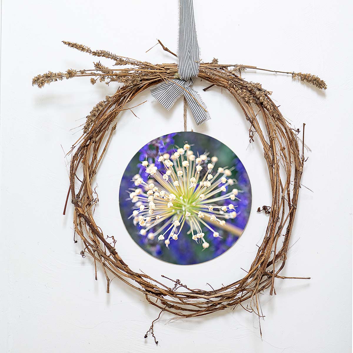 grained by season~ summer allium wood sign 12" (round)