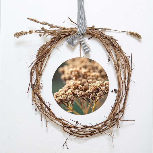 grained by season~ sedum summer wood sign 12" (round)