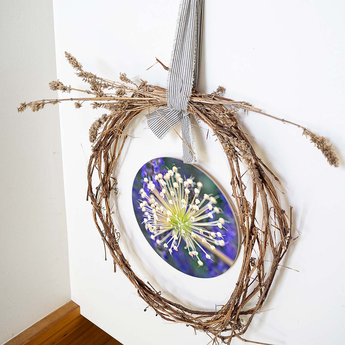 grained by season~ summer allium wood sign 12" (round)