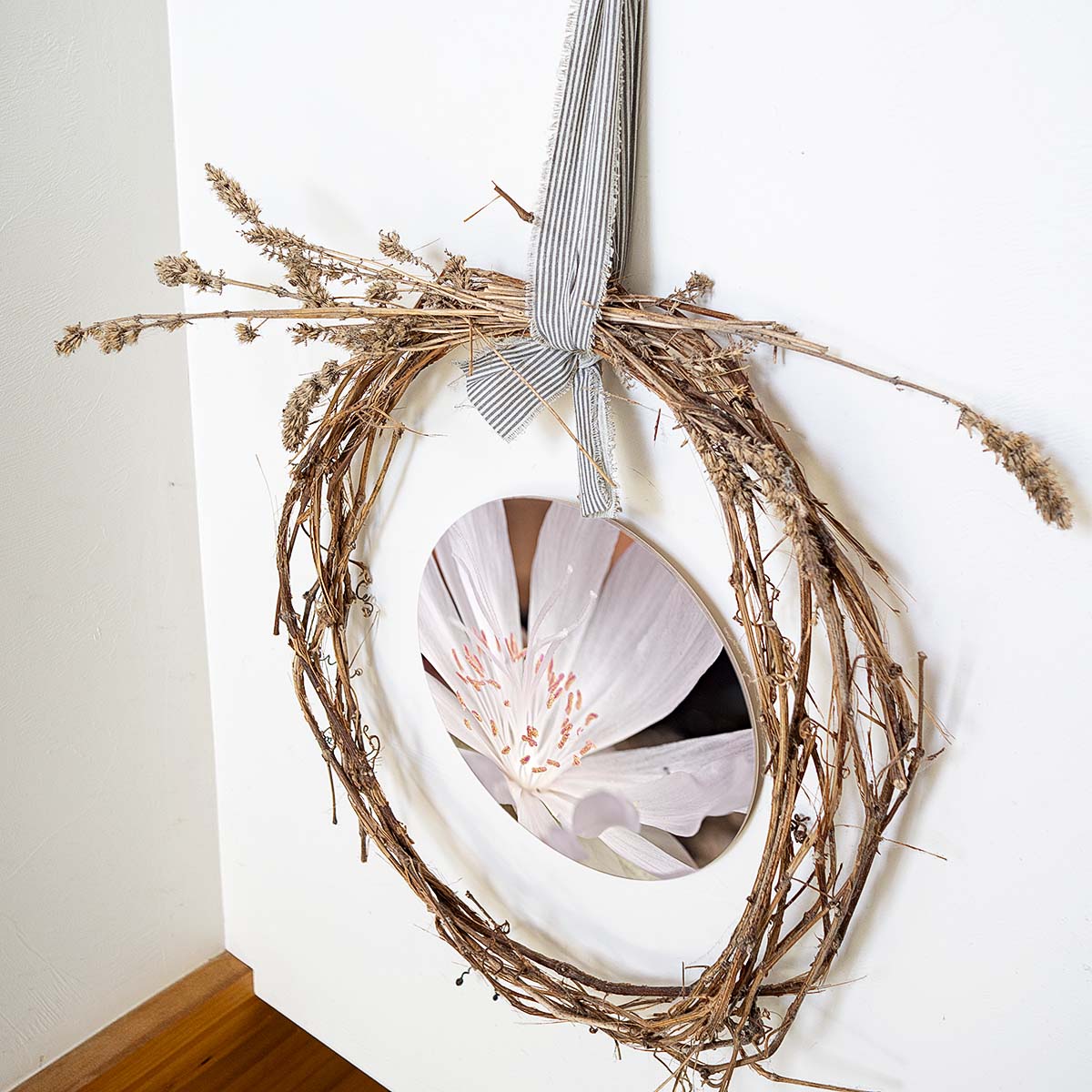 grained by season~ spring bitterroot wood sign 12" (round)