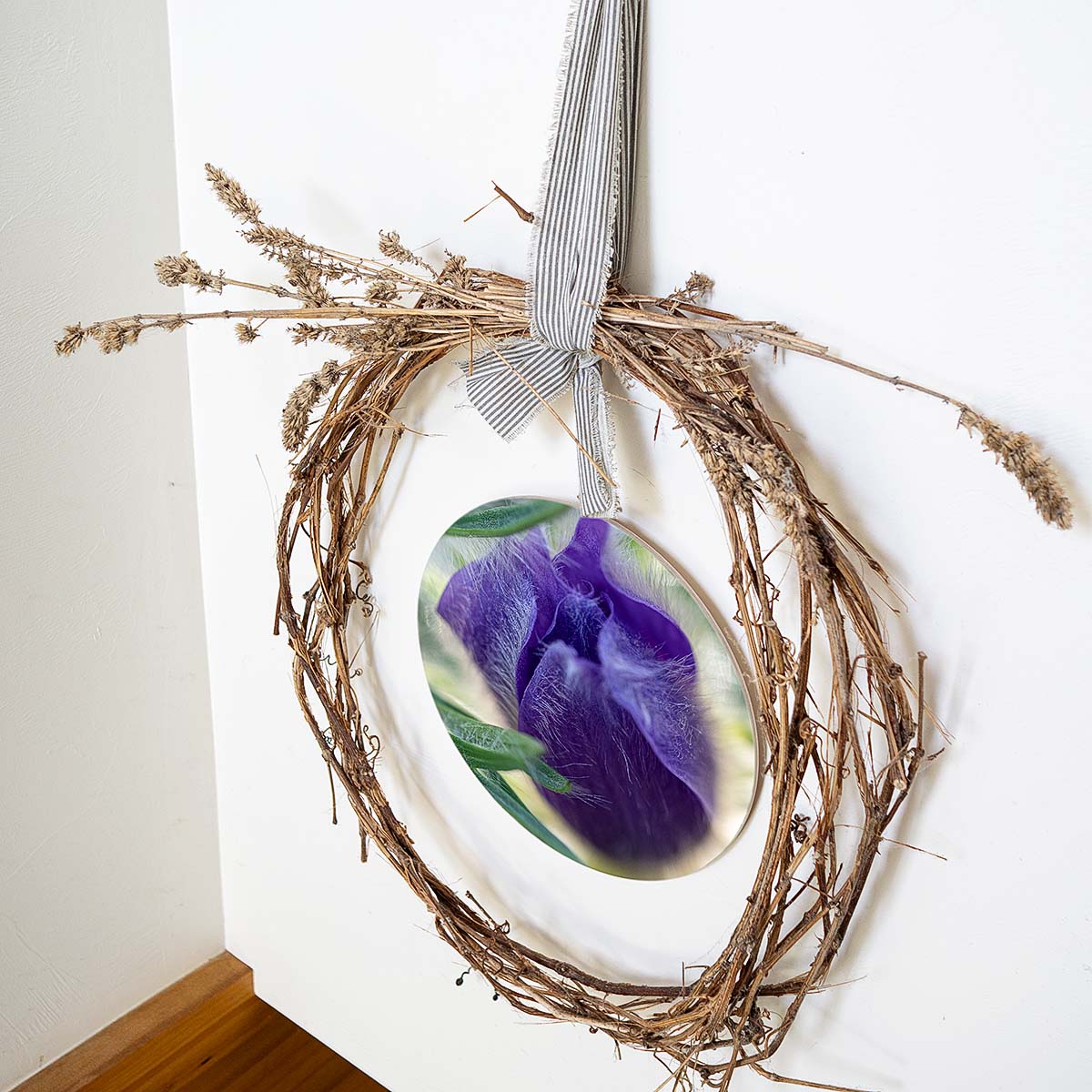 grained by season~ spring pasque flower wood sign 12" (round)