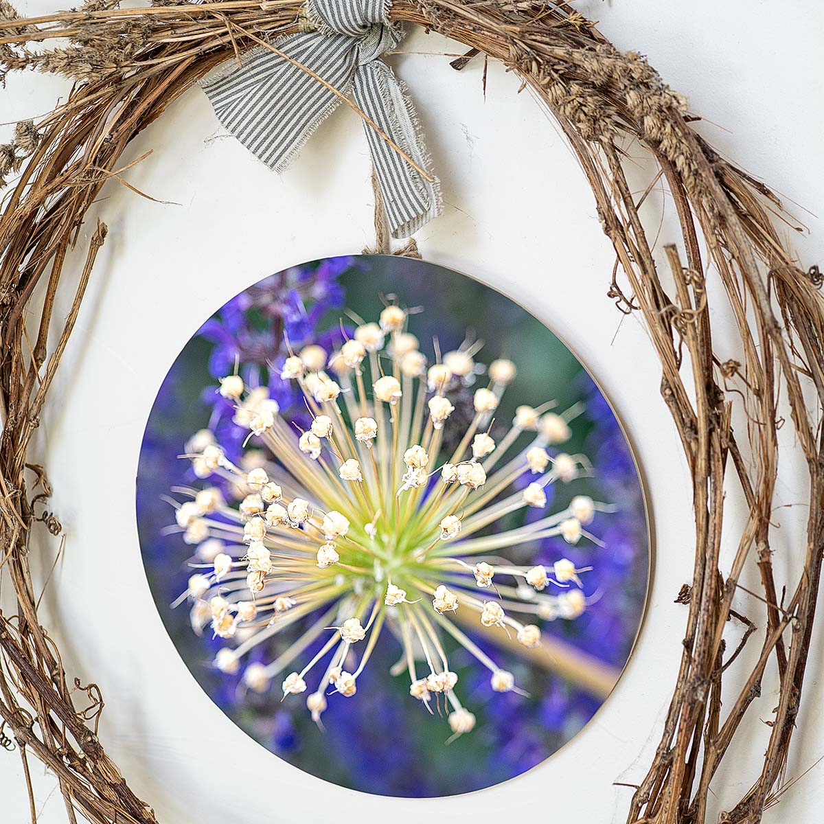 grained by season~ summer allium wood sign 12" (round)