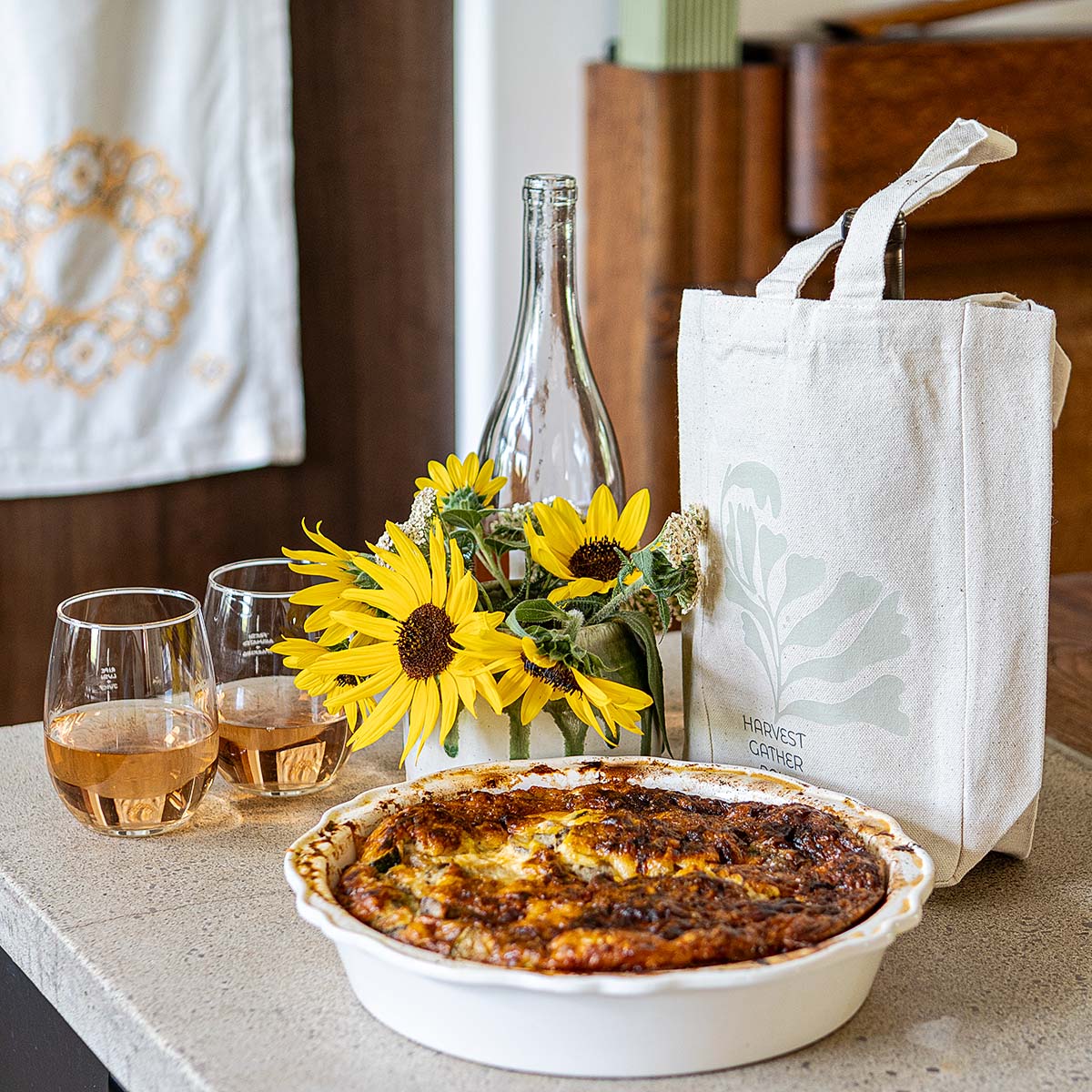 double wine tote ~ harvest, gather, pour