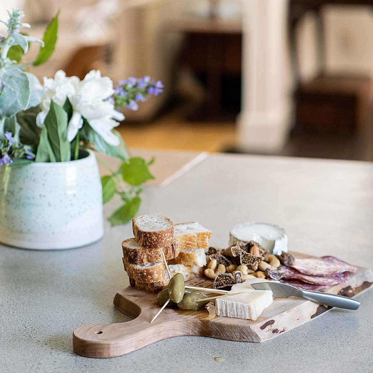 live edge artisan wood serving board~ spring glyph