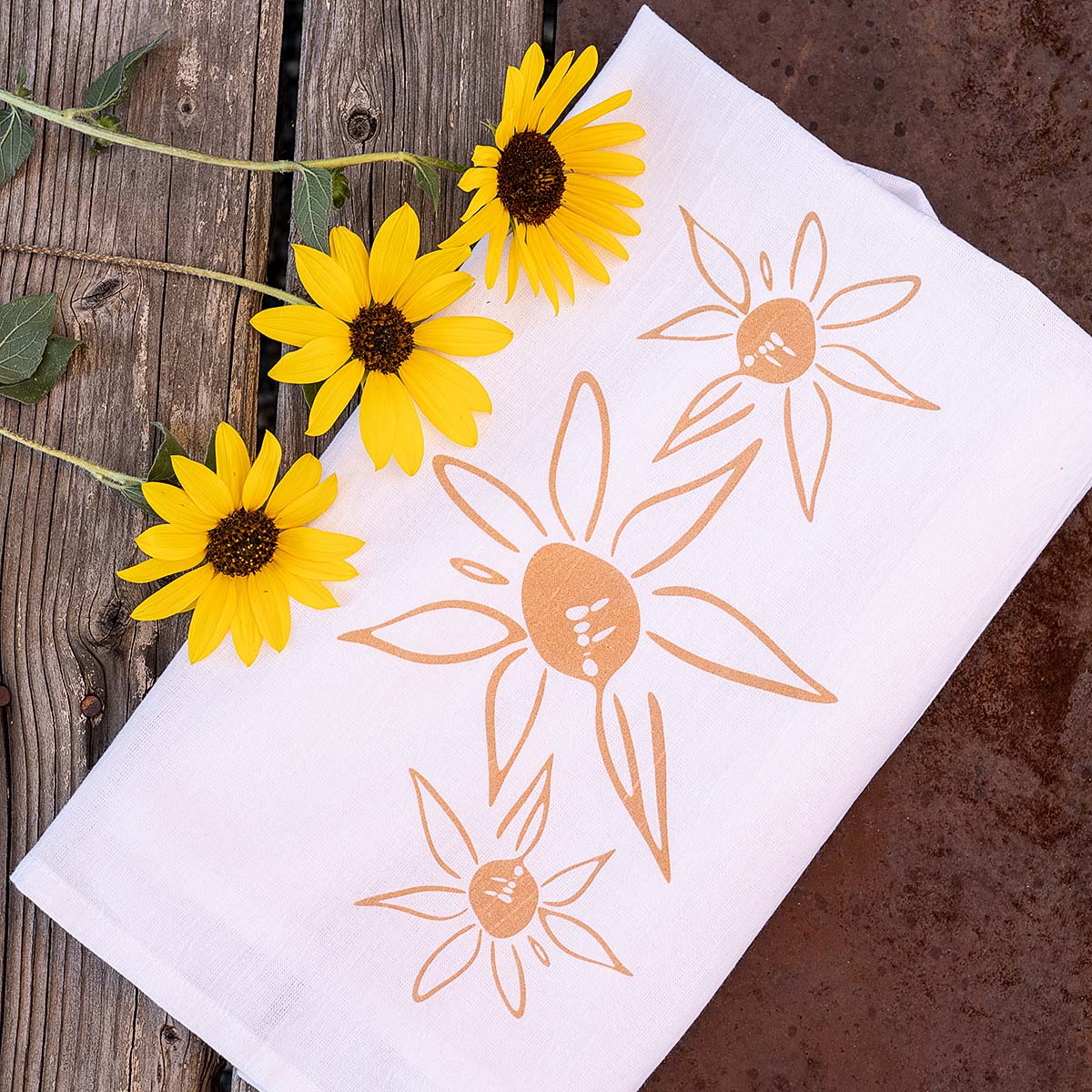 flour sack tea towel | sunflower summer