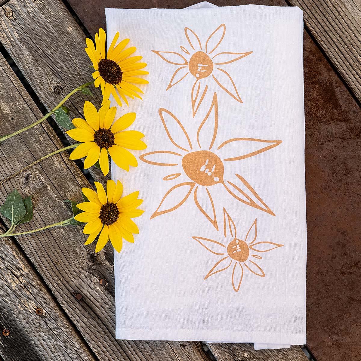 flour sack tea towel | sunflower summer