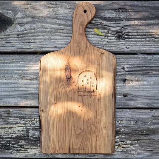 live edge artisan wood serving board~ spring glyph