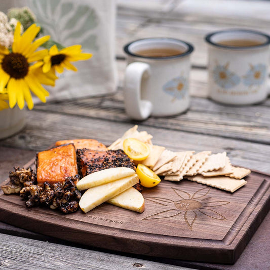 arched walnut wood cutting board~ summer glyph