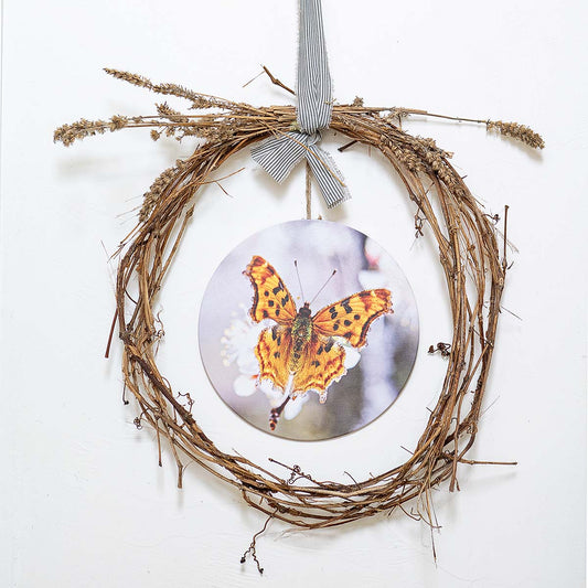 grained by season~ spring butterfly wood sign 12" (round)