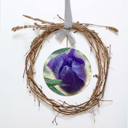 grained by season~ spring pasque flower wood sign 12" (round)