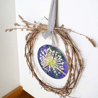 grained by season~ summer allium wood sign 12" (round)