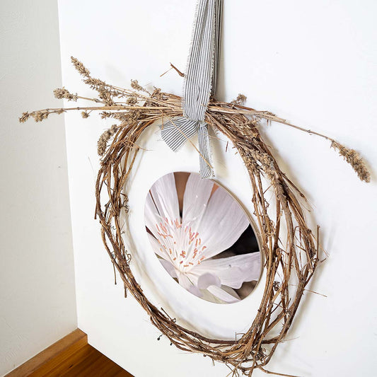 grained by season~ spring bitterroot wood sign 12" (round)