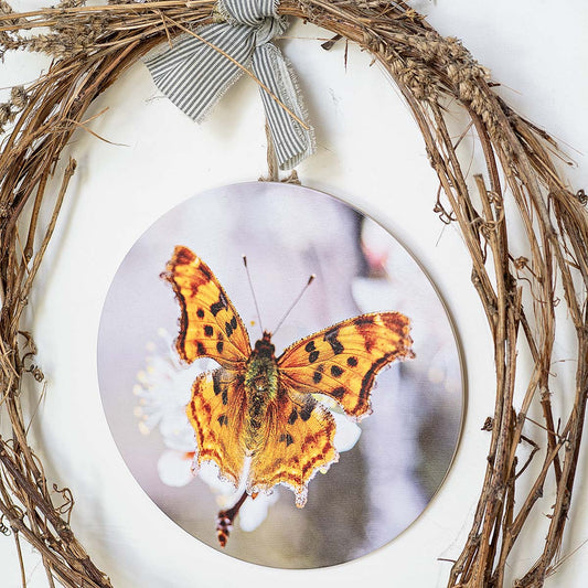 grained by season~ spring butterfly wood sign 12" (round)