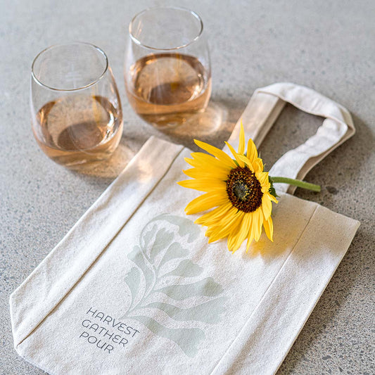 double wine tote ~ harvest, gather, pour