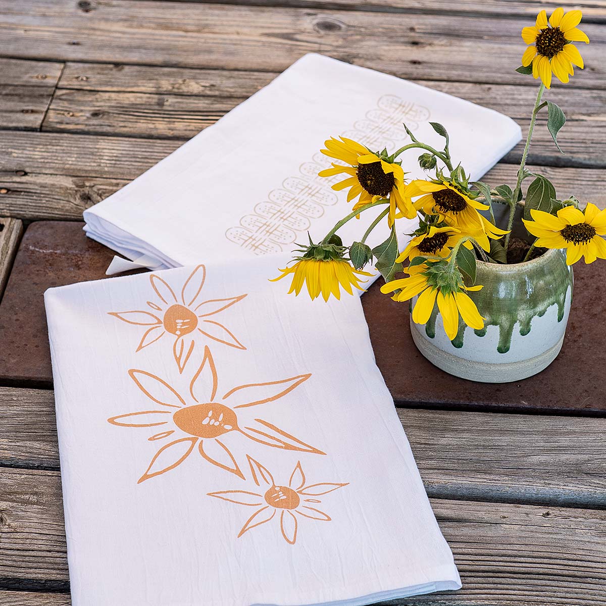 flour sack tea towel | sunflower summer