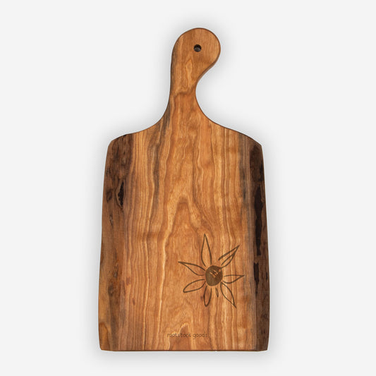 live edge artisan wood serving board~ summer glyph